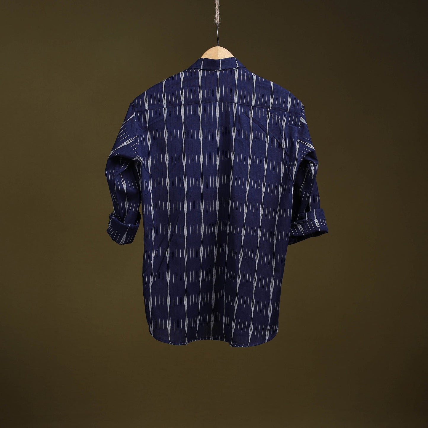 Blue - full sleeve cotton men pochampally ikat shirt 14