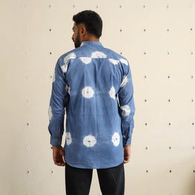 Blue Full Sleeve Tie & Dye Cotton Men Shibori Shirt
