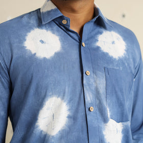 Blue Full Sleeve Tie & Dye Cotton Men Shibori Shirt