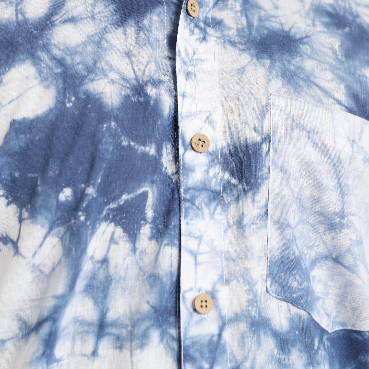 Blue Full Sleeve Tie & Dye Cotton Men Shibori Shirt
