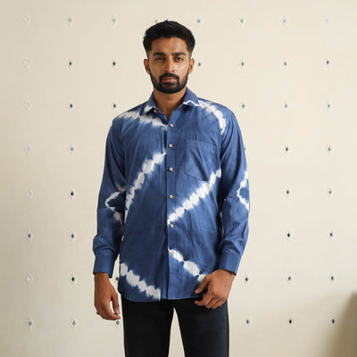 Buy Full Sleeve Tie & Dye Cotton Men Shibori Shirt