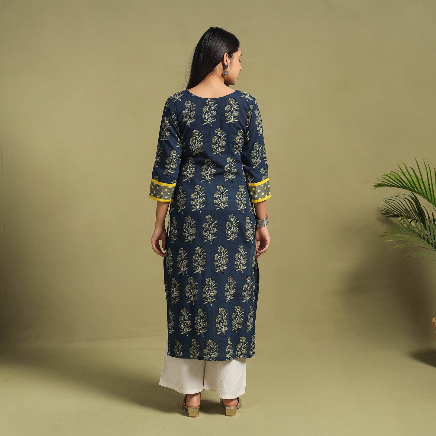 Fusion Mul Cotton Straight Blue Ajrakh Kurta for Women