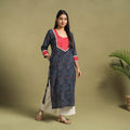 Fusion Mul Cotton Straight Blue Ajrakh Kurta for Women
