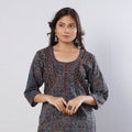 Buy Indigo Red Geometric Buta Ajrakh Block Printed Cotton Long Kurta Online l iTokri.com