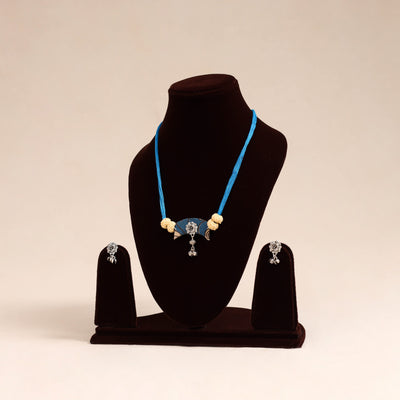Blue German Silver Fabart Necklace Set