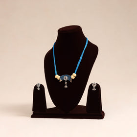 Blue German Silver Fabart Necklace Set