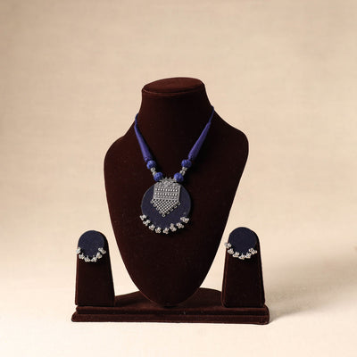 Blue German Silver Fabart Necklace Set