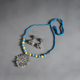 Blue - german silver necklace set 04 - handcrafted