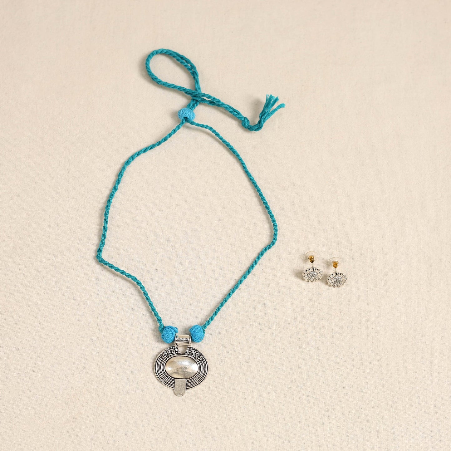 Blue - german silver necklace set 10 - handcrafted