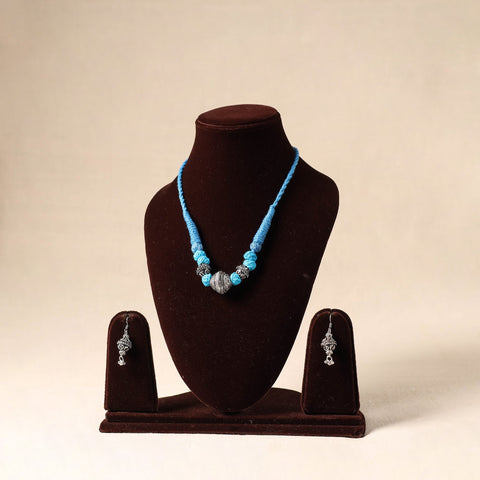 Blue German Silver Necklace Set