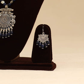 Blue - german silver necklace set with glass stones 28