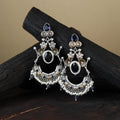 German Silver-Plated Ethnic Drop Earrings