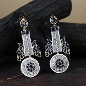White German Silver-Plated Ethnic Drop Earrings
