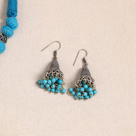 Blue German Silver Thread Beads Necklace Set