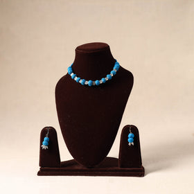 Blue German Silver Thread Beads Necklace Set