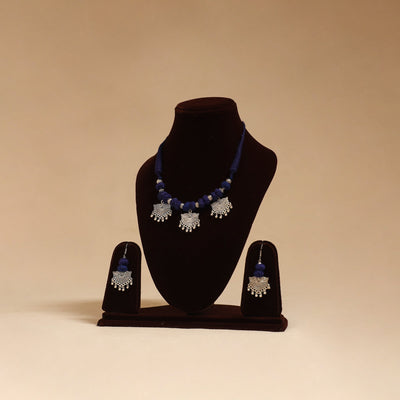 German silver thread beads necklace set 19 - handcrafted