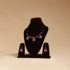 German silver thread beads necklace set 23 - handcrafted