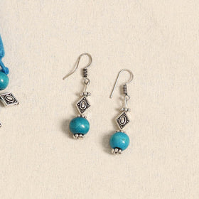 Blue - german silver wooden beads necklace set 39