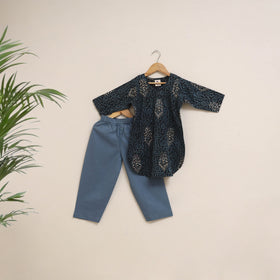 Blue - girls akola pure cotton kurta set (2-6 years) 19