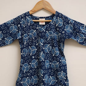 Blue - girls indigo bagru pure cotton kurta set (2-6 years)