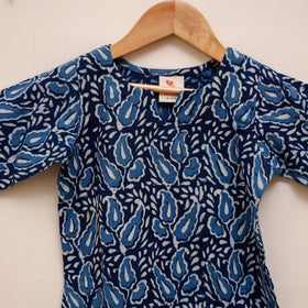 Girls indigo bagru pure cotton kurta set (2-6 years) 18