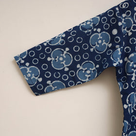 Blue - girls indigo bagru pure cotton kurta set (2-6 years)