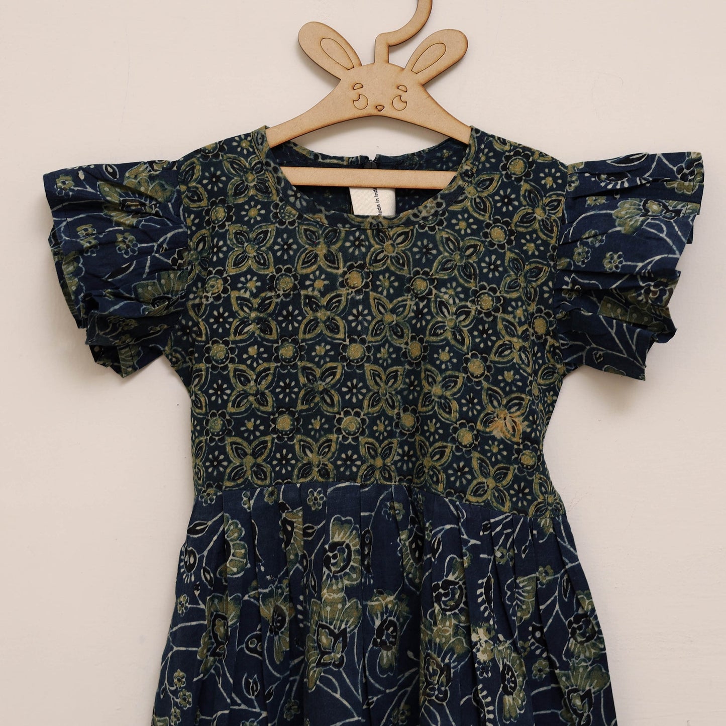 Girls pure cotton ajrakh hand block print frock dress (2-3