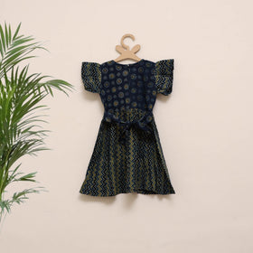 Girls pure cotton ajrakh hand block print frock dress (2-3