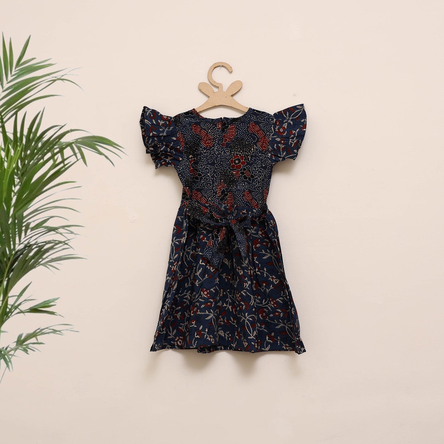 Girls pure cotton ajrakh hand block print frock dress (2-3