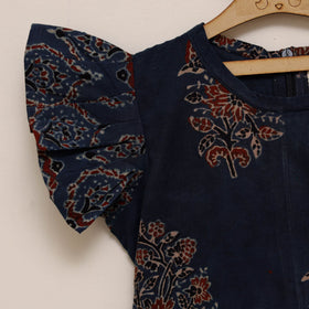 Girls pure cotton ajrakh hand block print frock dress (2-3