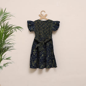 Girls pure cotton ajrakh hand block print frock dress (2-3