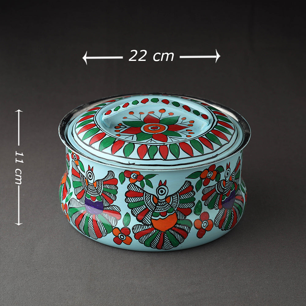  Godna Madhubani Handpainted Stainless Steel Casserole 