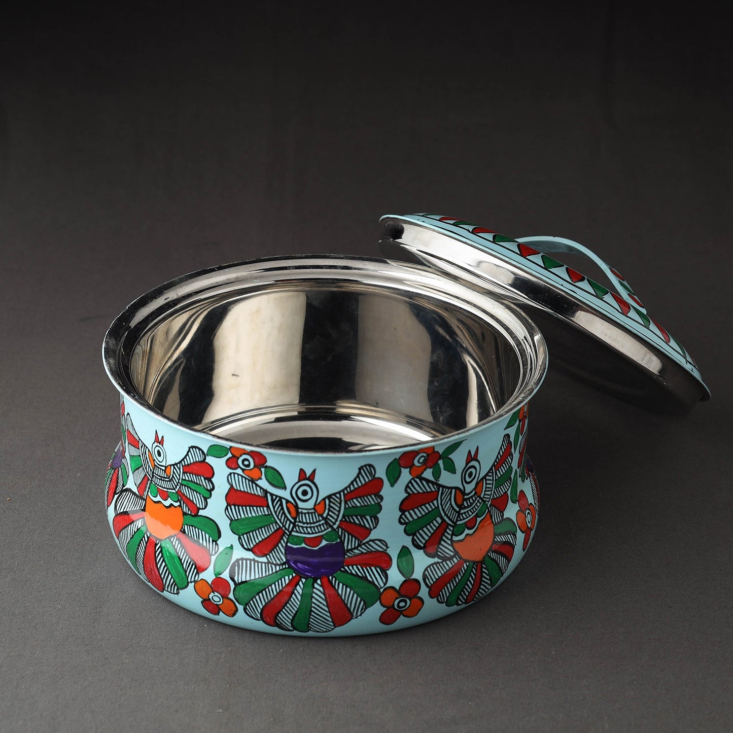  Godna Madhubani Handpainted Stainless Steel Casserole 