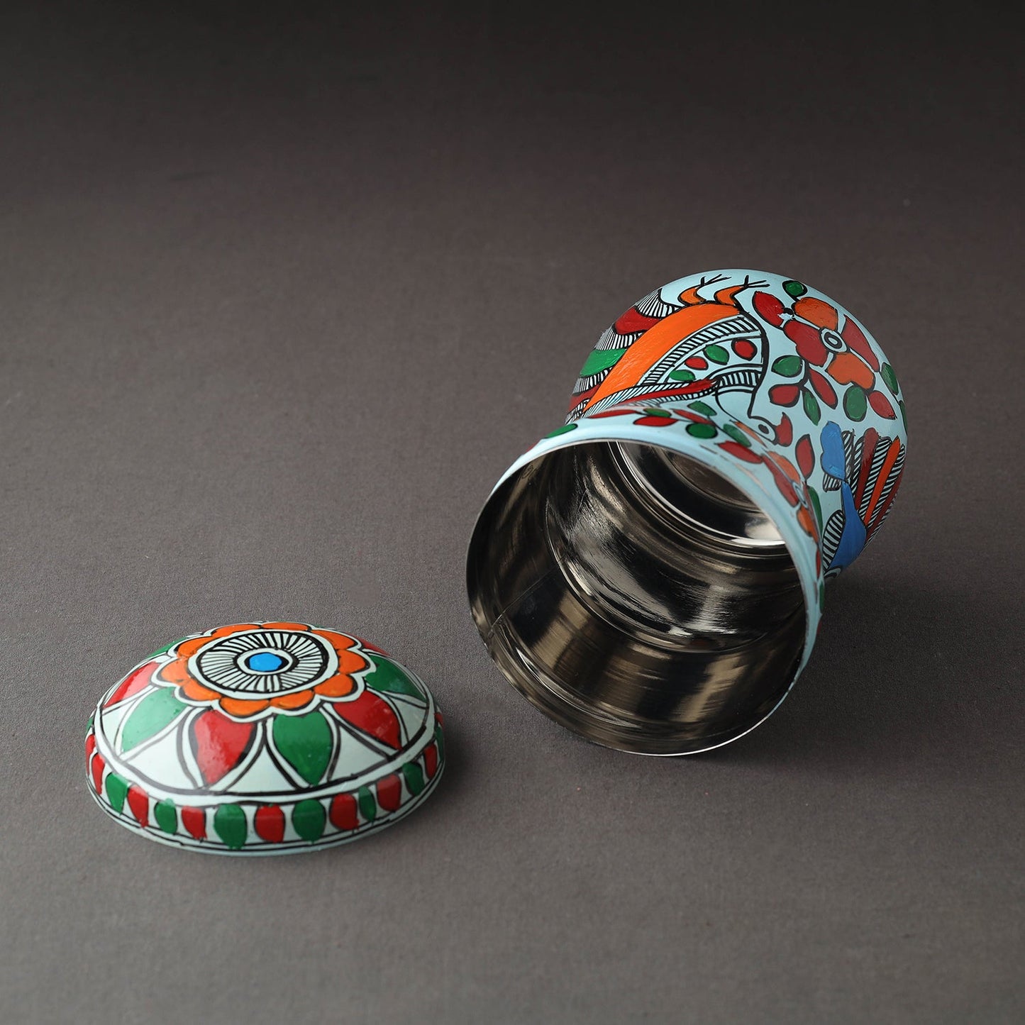  Bengal Patua Handpainted Stainless Steel Multi Utility Canister 