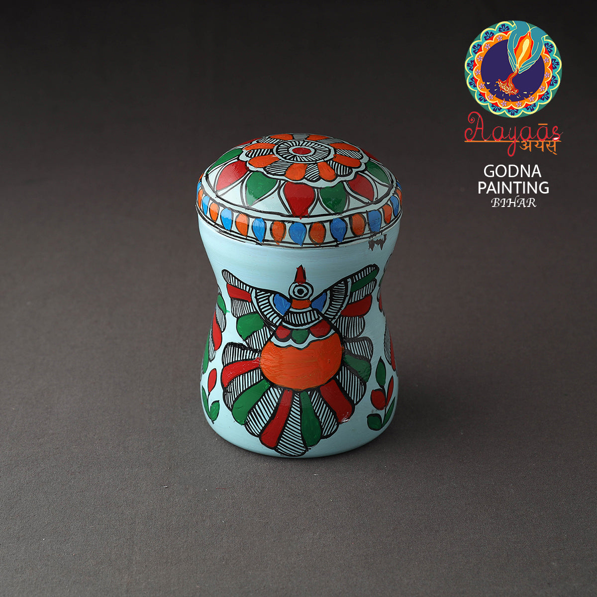 Blue Bengal Patua Handpainted Stainless Steel Multi Utility Canister