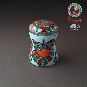Blue Bengal Patua Handpainted Stainless Steel Multi Utility Canister