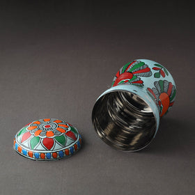Blue Bengal Patua Handpainted Stainless Steel Multi Utility Canister