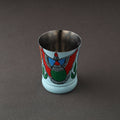 Godna Madhubani Blue Handpainted Stainless Steel Glass
