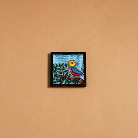 Blue - gond handpainted wooden fridge magnet 42