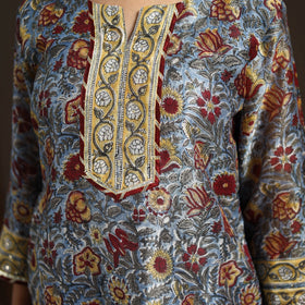 Blue - gota work chanderi silk sanganeri kurta set (set