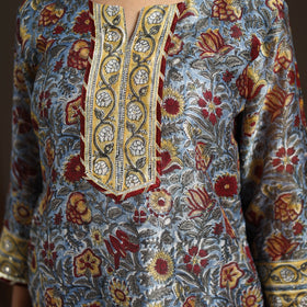 Blue - gota work chanderi silk sanganeri kurta set (set