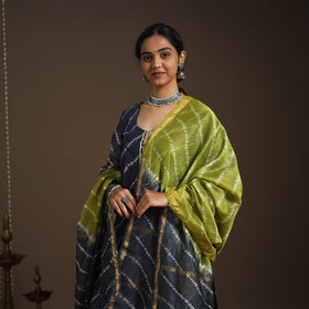 Blue - gota work chanderi silk shibori kurta set (set of 3)