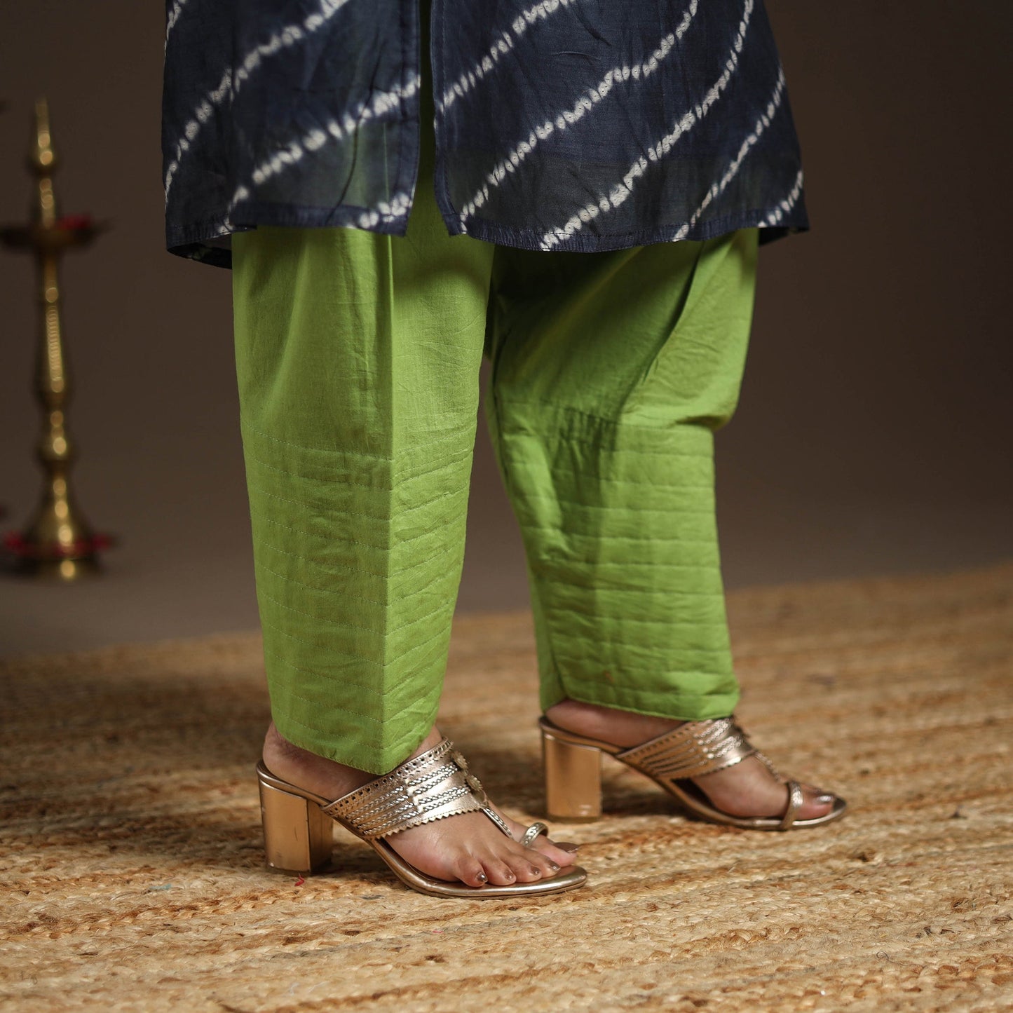 Blue - gota work chanderi silk shibori kurta set (set of 3)