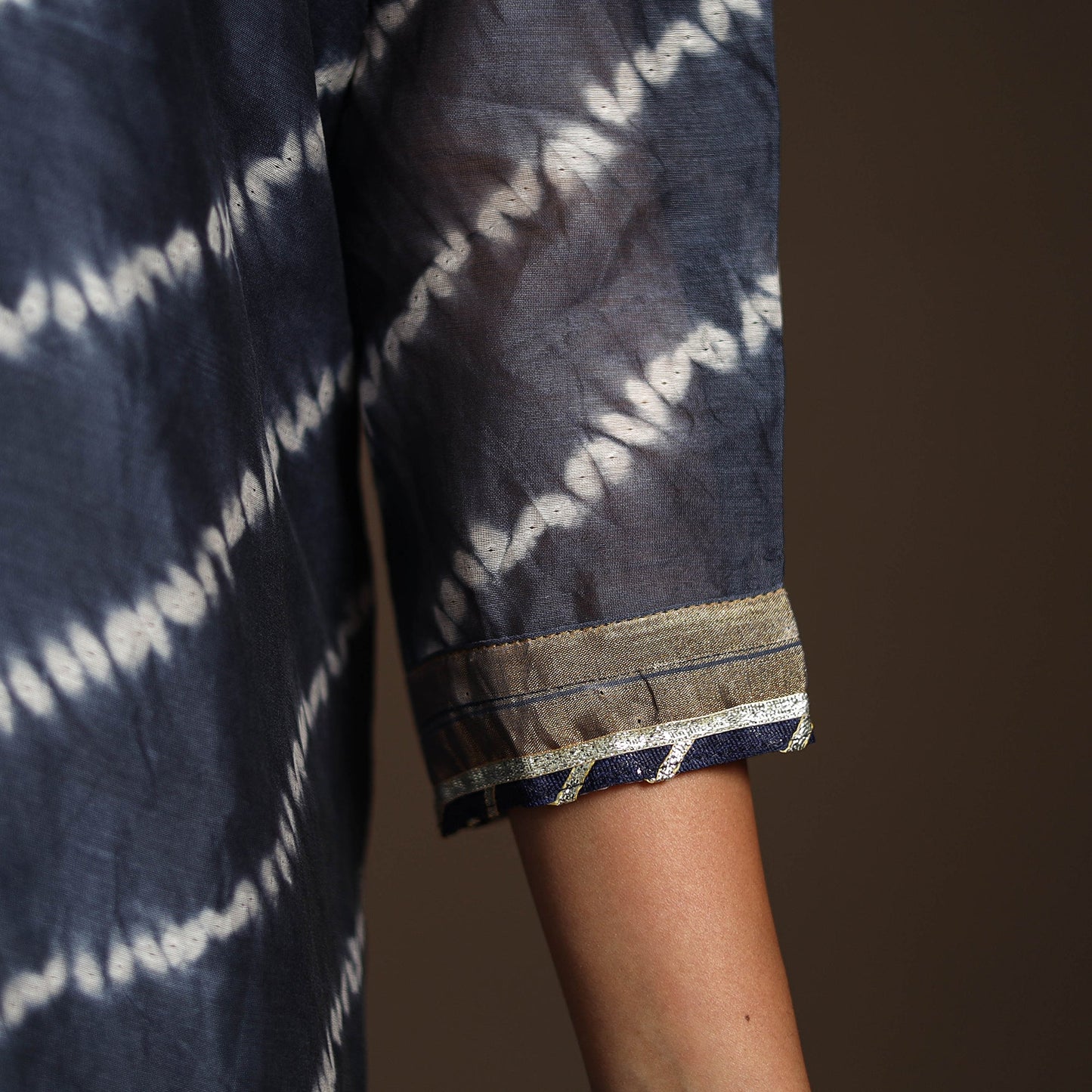 Blue - gota work chanderi silk shibori kurta set (set of 3)