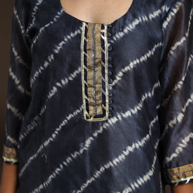 Blue - gota work chanderi silk shibori kurta set (set of 3)