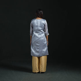 Gota work fine tissue zari straight plain kurta for women