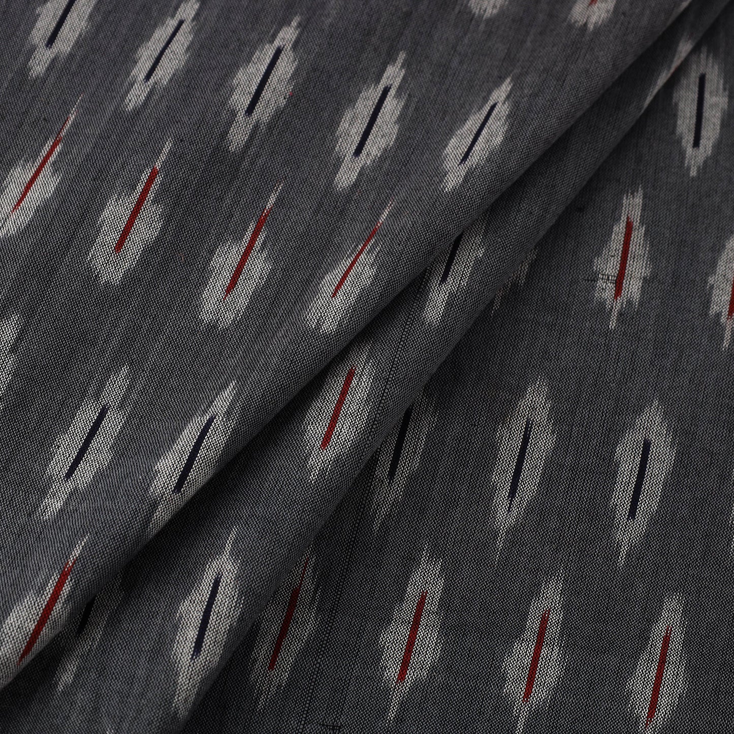  Grey Cotton Pochampally Weave Ikat Fabric