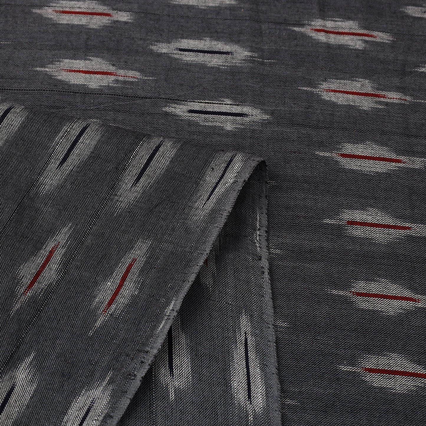  Grey Cotton Pochampally Weave Ikat Fabric