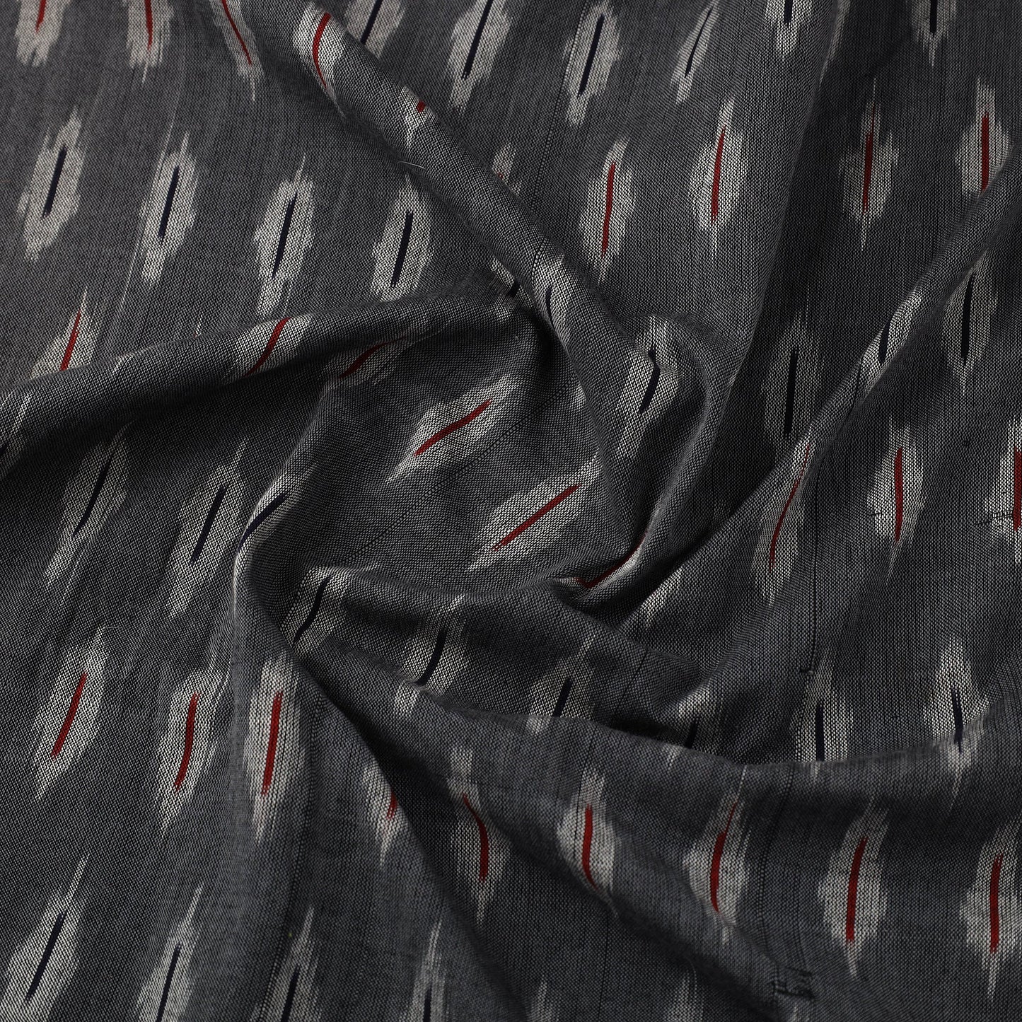  Grey Cotton Pochampally Weave Ikat Fabric