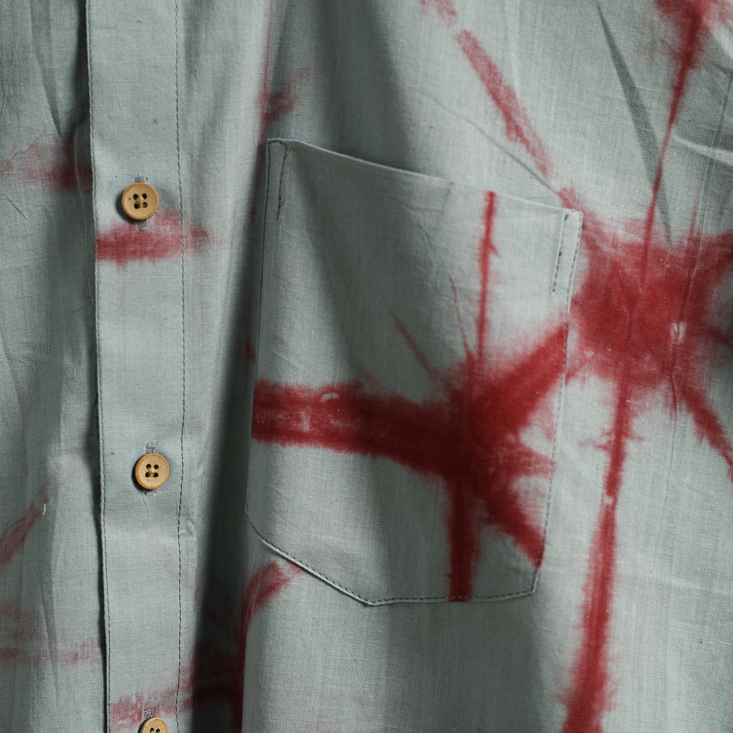 Blue - pure cotton half sleeve tie-dye men shibori shirt 34